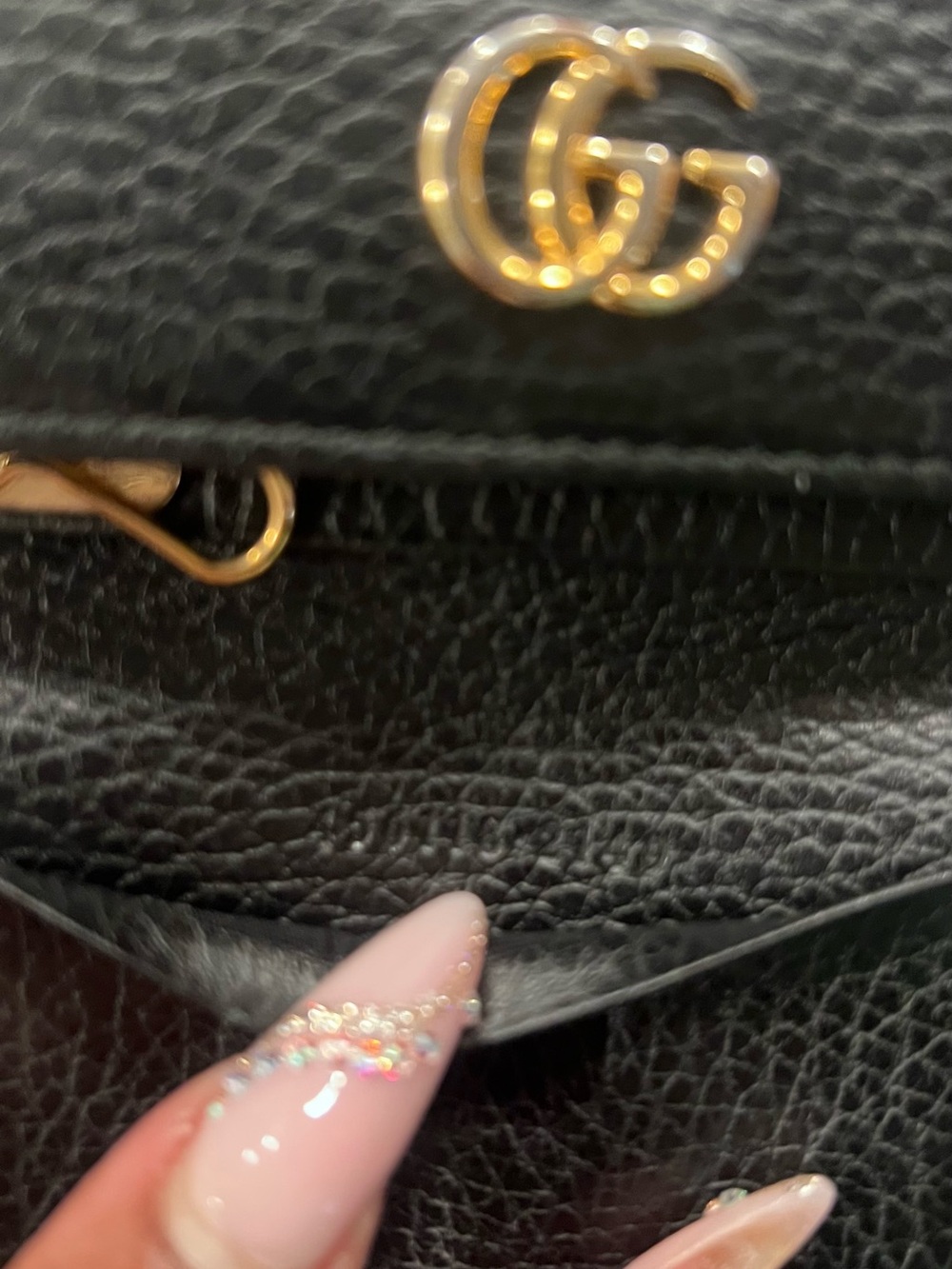 Gucci Black Leather GG Marmont Key Pouch with Gold Hardware - Picture 4 of 5